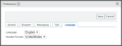 Language tab of the Preferences dialog window